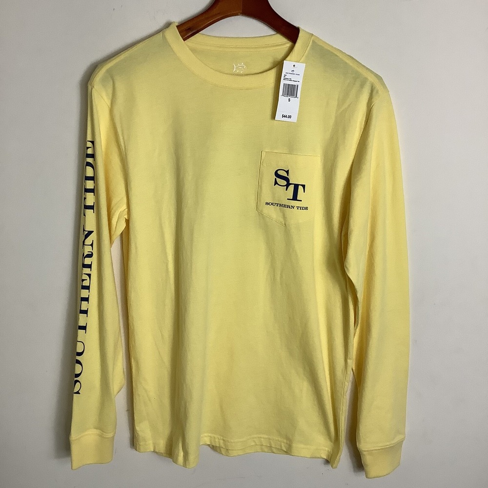 Southern Tide Men's Yellow Long Sleeve Pocket Tee NWT SZ Small LOGO
